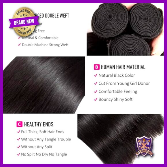 Brazilian Virgin Human Hair Extensions 14-18 Inch Straight Bundles 300g main image 4